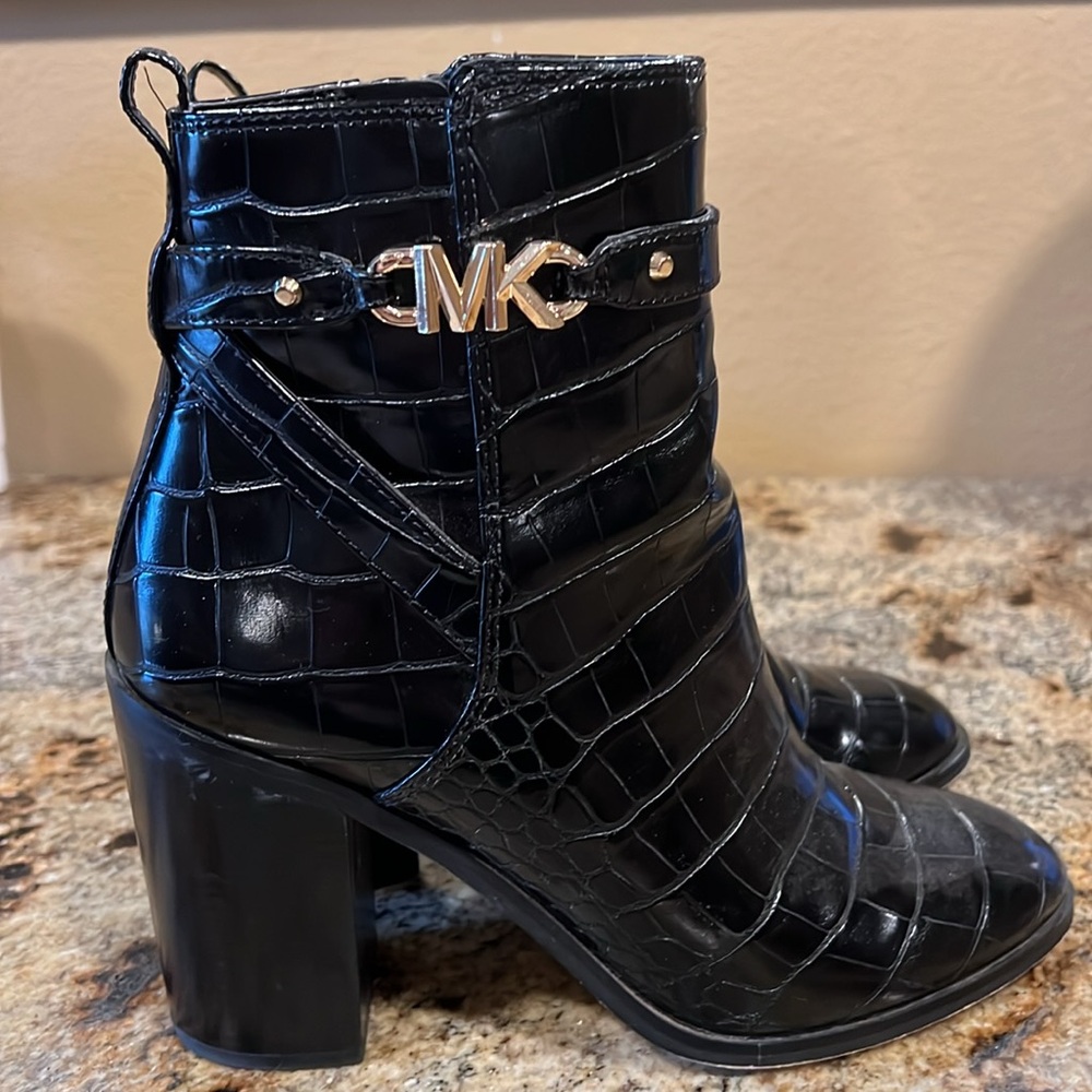 Faux Croc Black Booties - Picture 3 of 7